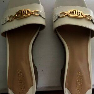 Ralph Lauren Size 7.5 Ivory Colored Slides